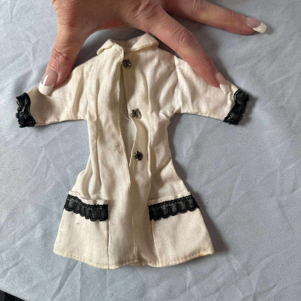 Vintage Barbie Clone Wendy Wardrobe White With Black Trim Coat Hong Kong READ